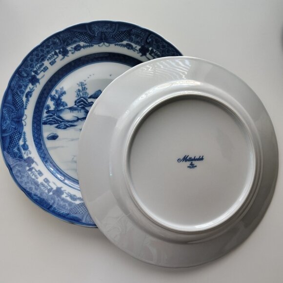 Mottahedeh Blue Canton Dagger Mountain Porcelain Dinner Plate |11.25" | Set of 4 - Picture 5 of 6
